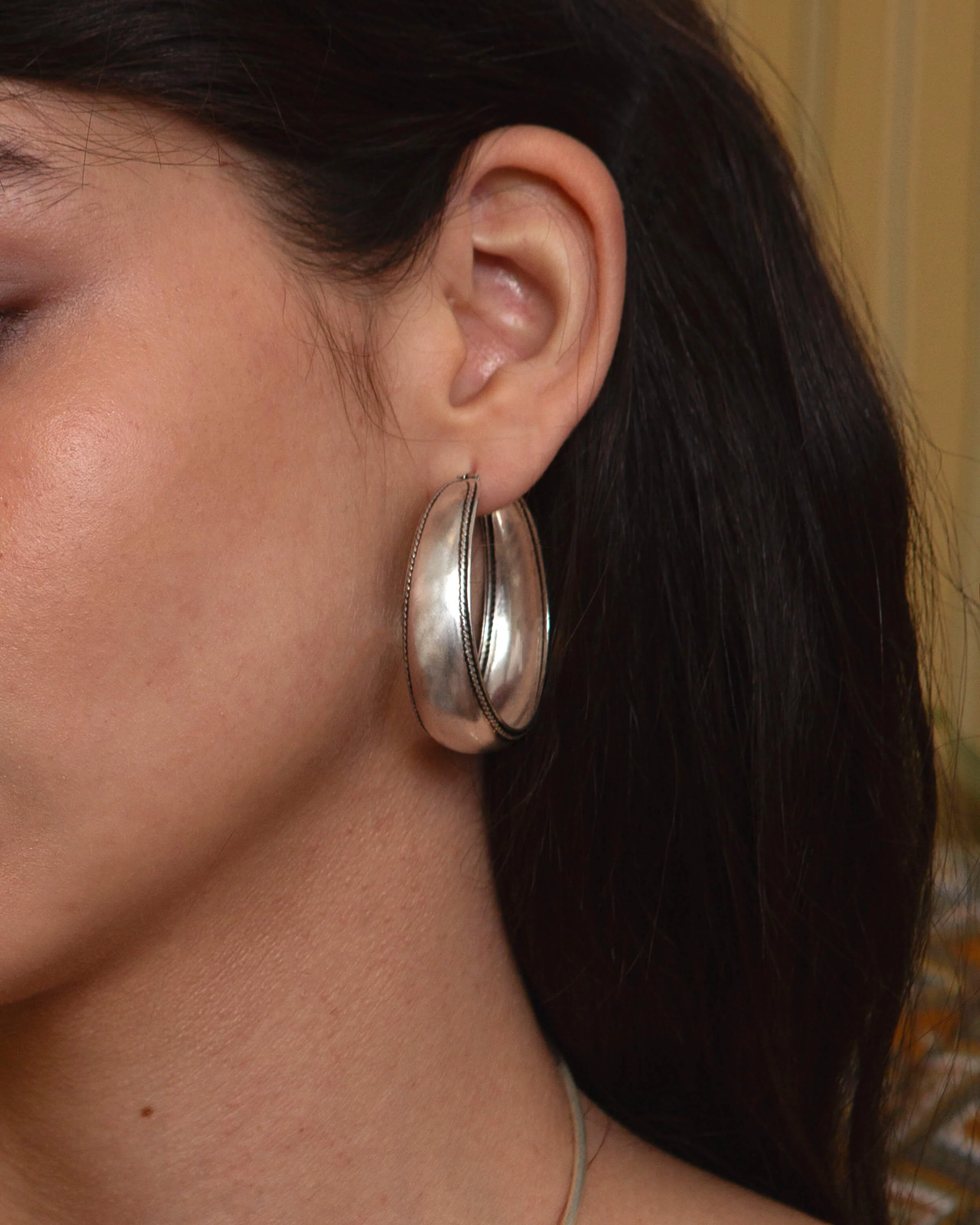 Orin Large Hoop Earrings in Silver - Image 2